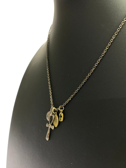 【中古品】【メンズ/レディース】 AMP JAPAN アンプジャパン エジプシャンクロス ネックレス アクセサリー アンティーク アンク レイヤード シルバー 192-260830-em-42-min カラー：ゴールドブラウン 万代Net店