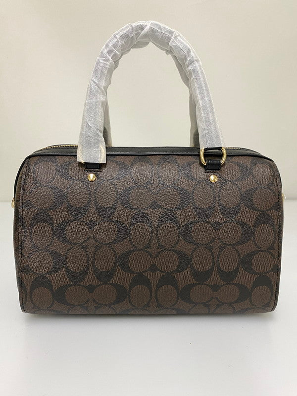 【中古品】【レディース】 COACH コーチ シグネチャー 2WAY BAG F83607 ハンドバッグ ローワン サッチェル ボストン型 レディース カバン 鞄 ショルダーバッグ 180-260830-em-16-min カラー：ブラウン系 万代Net店