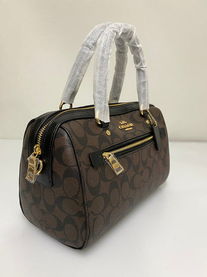 【中古品】【レディース】 COACH コーチ シグネチャー 2WAY BAG F83607 ハンドバッグ ローワン サッチェル ボストン型 レディース カバン 鞄 ショルダーバッグ 180-260830-em-16-min カラー：ブラウン系 万代Net店
