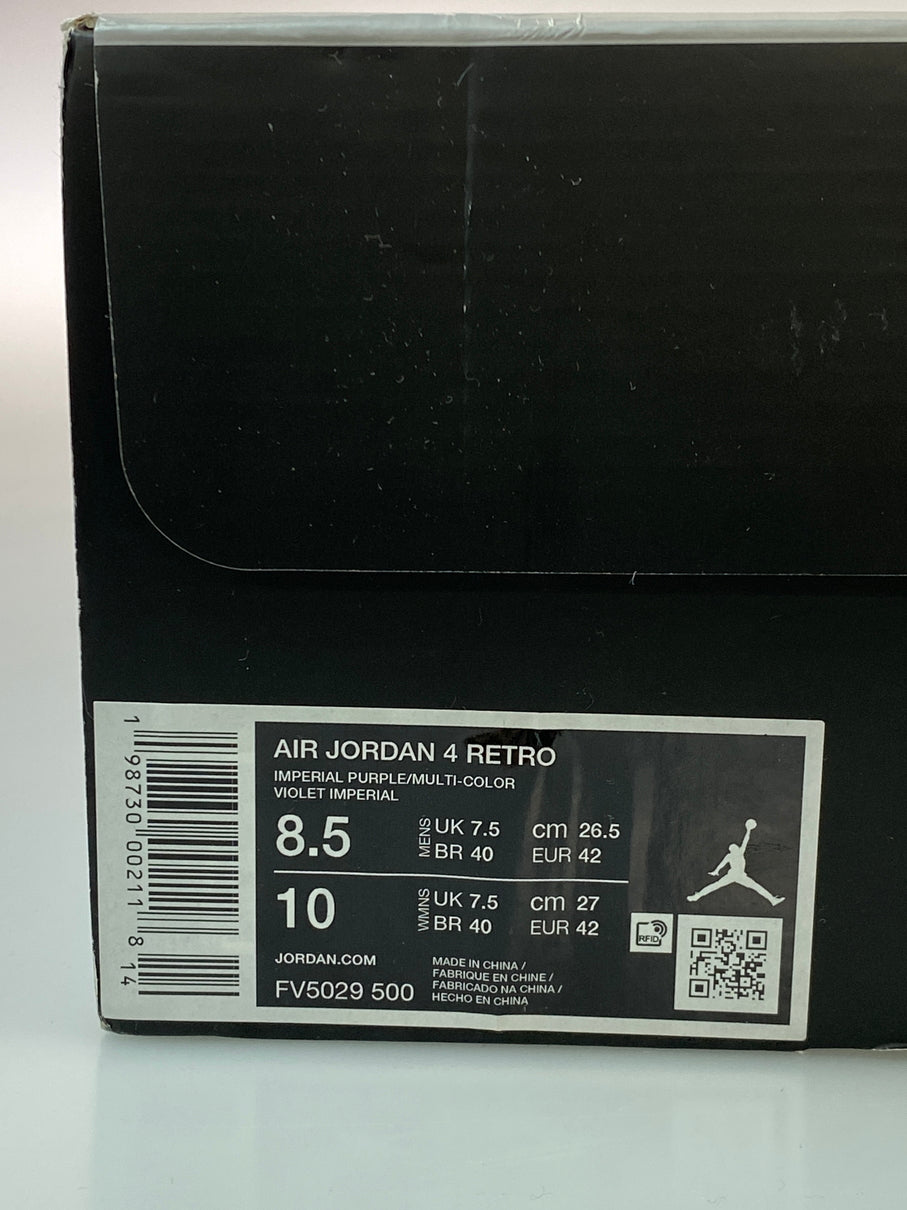 【中古品】【メンズ】 NIKE ナイキ AIR JORDAN 4 RETRO OG LAKERS FV5029-500 エアジョーダン4 レトロ OG レイカーズ スニーカー メンズ シューズ 靴 160-260830-em-38-min サイズ：26.5cm カラー：インペリアルパープル/ブラック/イエロー 万代Net店
