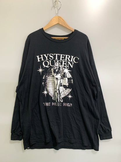 【中古品】【メンズ】 HYSTERIC GLAMOUR ヒステリックグラマー HYSTERIC QUEEN OVERSIZED T-SHIRT ヒステリック クイーン オーバーサイズド ティーシャツ 01253CL04 Tシャツ ロングスリーブ 長袖 140-260830-hu-06-min サイズ：FREE カラー：ブラック 万代Net店