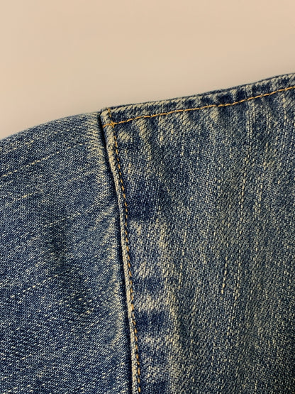 【中古品】【メンズ】 HYSTERIC GLAMOUR ヒステリックグラマー HG SOUND LOGO DENIM BLOUSON サウンド ロゴ デニム ブルゾン 02223AB14 上着 アウター デニム ジャケット 140-260830-hu-05-min サイズ：L カラー：ブルーインディゴ 万代Net店