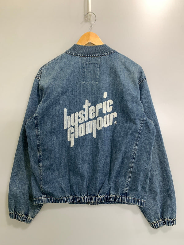 【中古品】【メンズ】 HYSTERIC GLAMOUR ヒステリックグラマー HG SOUND LOGO DENIM BLOUSON サウンド ロゴ デニム ブルゾン 02223AB14 上着 アウター デニム ジャケット 140-260830-hu-05-min サイズ：L カラー：ブルーインディゴ 万代Net店