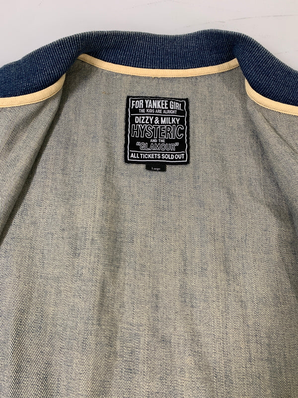 【中古品】【メンズ】 HYSTERIC GLAMOUR ヒステリックグラマー HG SOUND LOGO DENIM BLOUSON サウンド ロゴ デニム ブルゾン 02223AB14 上着 アウター デニム ジャケット 140-260830-hu-05-min サイズ：L カラー：ブルーインディゴ 万代Net店