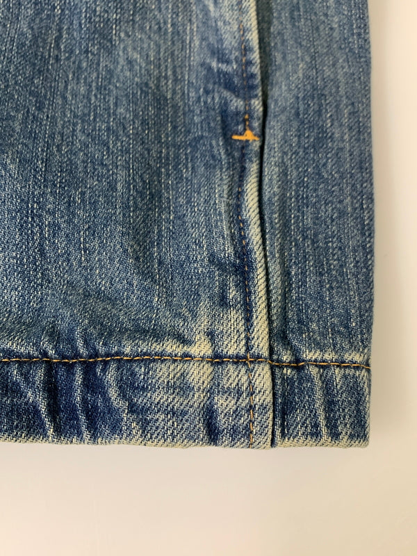 【中古品】【メンズ】 HYSTERIC GLAMOUR ヒステリックグラマー HG SOUND LOGO DENIM BLOUSON サウンド ロゴ デニム ブルゾン 02223AB14 上着 アウター デニム ジャケット 140-260830-hu-05-min サイズ：L カラー：ブルーインディゴ 万代Net店