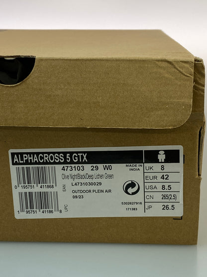 【中古品】【メンズ】 SALOMON サロモン ALPHACROSS 5 GORE-TEX 473103 Aアルファクロス 5 ゴアテックス トレイルランニング シューズ メンズ スニーカー 靴 シューズ 162-260830-em-36-min サイズ：26.5cm カラー：オリーブ 万代Net店