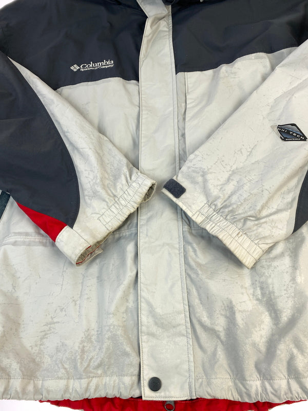 【ジャンク品】【メンズ】 COLUMBIA コロンビア OMNI-TECH JACKET オムニテック ジャケット 上着 アウター 144-260830-hu-38-min サイズ：XXL カラー：ライトグレー/ダークグレー/レッド 万代Net店