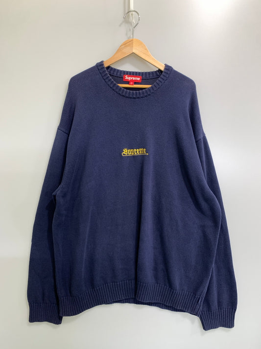 【中古品】【メンズ】 SUPREME シュプリーム 24SS OLD ENGLISH SWEATER オールド イングリッシュ セーター ニット 149-260830-hu-22-min サイズ：XXL カラー：ネイビー 万代Net店