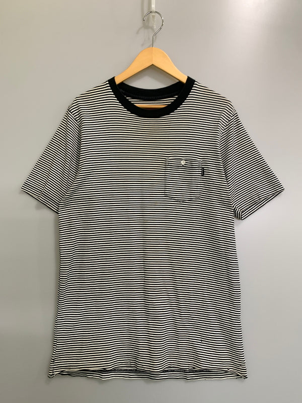 【中古品】【メンズ】 SUPREME シュプリーム BORDER POCKET TEE ボーダーポケット ティー Tシャツ 半袖 ショートスリーブ 149-260830-hu-23-min サイズ：M カラー：ホワイト/ブラック（ボーダー） 万代Net店
