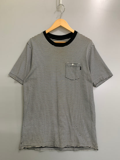 【中古品】【メンズ】 SUPREME シュプリーム BORDER POCKET TEE ボーダーポケット ティー Tシャツ 半袖 ショートスリーブ 149-260830-hu-23-min サイズ：M カラー：ホワイト/ブラック（ボーダー） 万代Net店