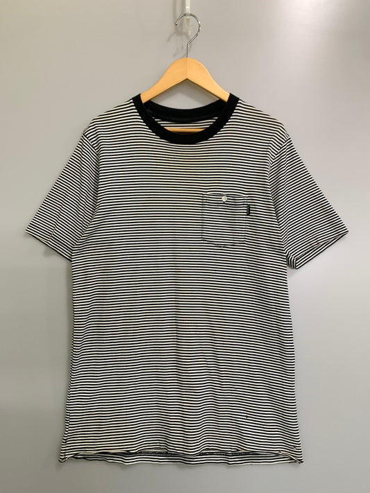 【中古品】【メンズ】 SUPREME シュプリーム BORDER POCKET TEE ボーダーポケット ティー Tシャツ 半袖 ショートスリーブ 149-260830-hu-23-min サイズ：M カラー：ホワイト/ブラック（ボーダー） 万代Net店