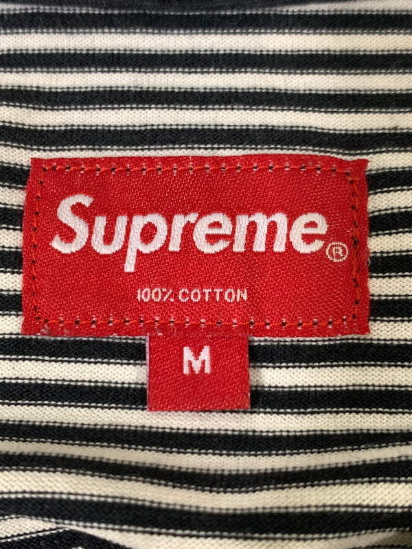 【中古品】【メンズ】 SUPREME シュプリーム BORDER POCKET TEE ボーダーポケット ティー Tシャツ 半袖 ショートスリーブ 149-260830-hu-23-min サイズ：M カラー：ホワイト/ブラック（ボーダー） 万代Net店