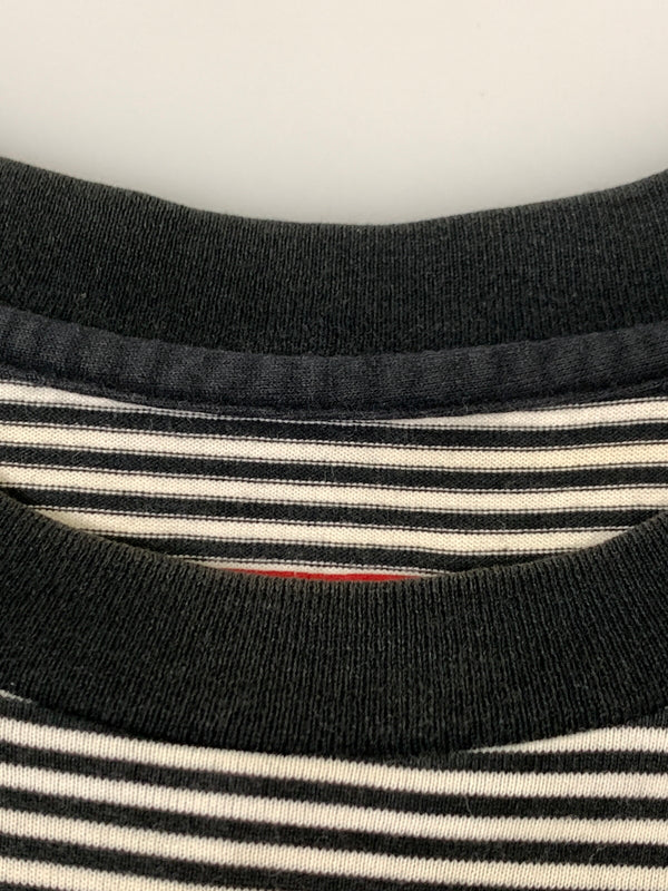 【中古品】【メンズ】 SUPREME シュプリーム BORDER POCKET TEE ボーダーポケット ティー Tシャツ 半袖 ショートスリーブ 149-260830-hu-23-min サイズ：M カラー：ホワイト/ブラック（ボーダー） 万代Net店