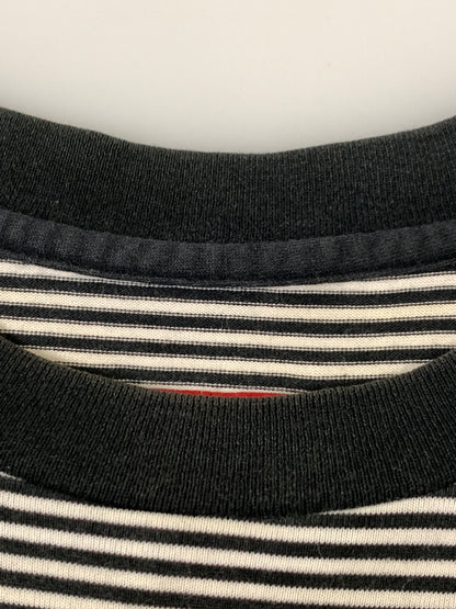 【中古品】【メンズ】 SUPREME シュプリーム BORDER POCKET TEE ボーダーポケット ティー Tシャツ 半袖 ショートスリーブ 149-260830-hu-23-min サイズ：M カラー：ホワイト/ブラック（ボーダー） 万代Net店
