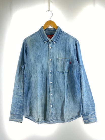 【現状渡し品】【メンズ】 SUPREME シュプリーム CLASSIC LOGO DENIM SHIRT クラシック ロゴ デニム シャツ メンズ 長袖シャツ トップスシャツ 149-260901-em-23-min サイズ：M カラー：インディゴ 万代Net店