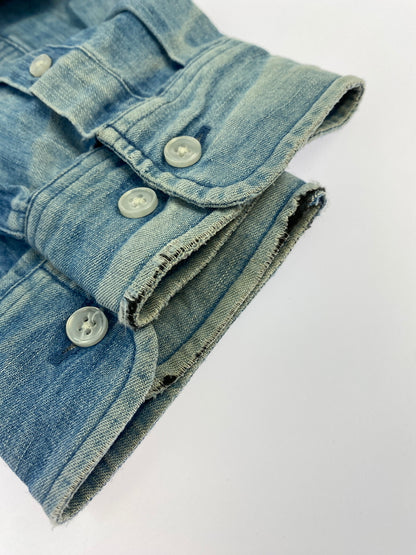 【現状渡し品】【メンズ】 SUPREME シュプリーム CLASSIC LOGO DENIM SHIRT クラシック ロゴ デニム シャツ メンズ 長袖シャツ トップスシャツ 149-260901-em-23-min サイズ：M カラー：インディゴ 万代Net店