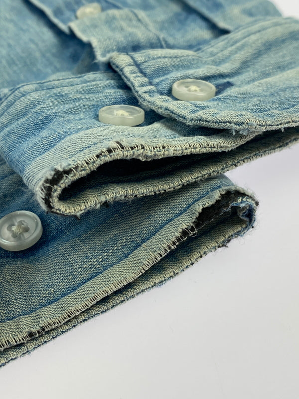 【現状渡し品】【メンズ】 SUPREME シュプリーム CLASSIC LOGO DENIM SHIRT クラシック ロゴ デニム シャツ メンズ 長袖シャツ トップスシャツ 149-260901-em-23-min サイズ：M カラー：インディゴ 万代Net店