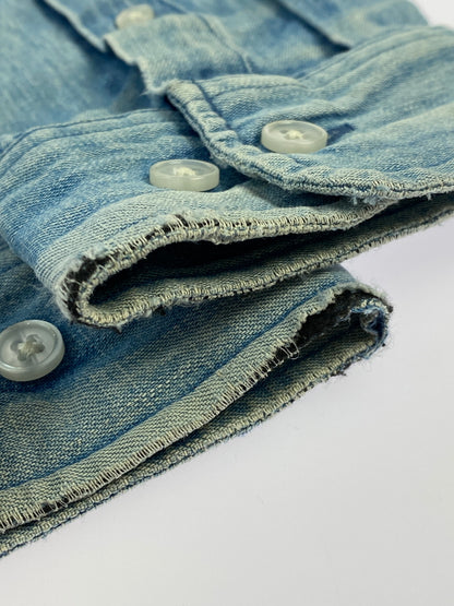 【現状渡し品】【メンズ】 SUPREME シュプリーム CLASSIC LOGO DENIM SHIRT クラシック ロゴ デニム シャツ メンズ 長袖シャツ トップスシャツ 149-260901-em-23-min サイズ：M カラー：インディゴ 万代Net店