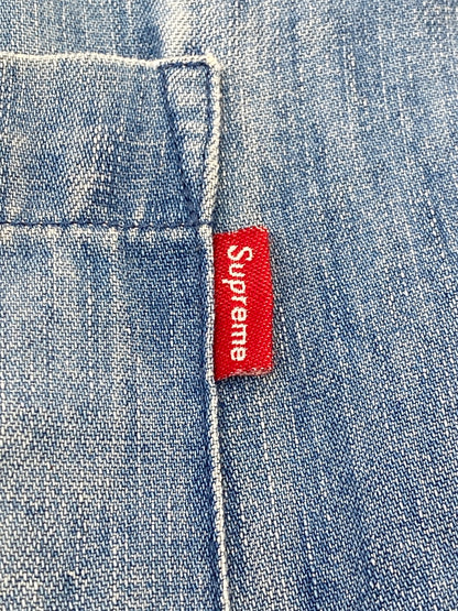 【現状渡し品】【メンズ】 SUPREME シュプリーム CLASSIC LOGO DENIM SHIRT クラシック ロゴ デニム シャツ メンズ 長袖シャツ トップスシャツ 149-260901-em-23-min サイズ：M カラー：インディゴ 万代Net店