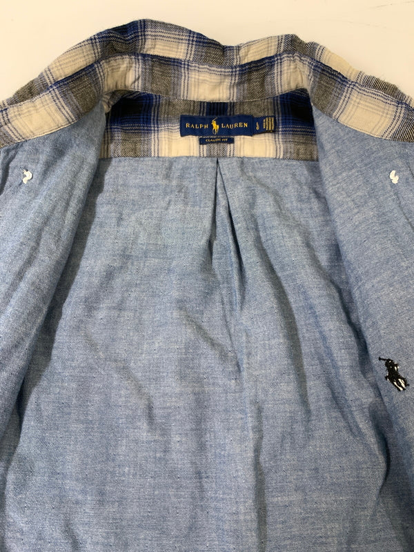 【中古品】【メンズ】 RALPH LAUREN ラルフローレン OMBRE CHECH L S SHIRT オンブレ チェック ロングスリーブ シャツ 長袖 チェック シャツ 147-260830-hu-19-min サイズ：L カラー：ブルー/ブラック/ホワイト（チェック） 万代Net店