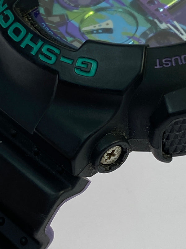 【中古品】【メンズ】 G-SHOCK ジーショック クォーツウォッチ GA-100BL-1A 腕時計 メンズ カシオ Gショック レトロスポーツテイスト 196-260830-em-53-min カラー：ネオンパープル ブラック×パープル 万代Net店