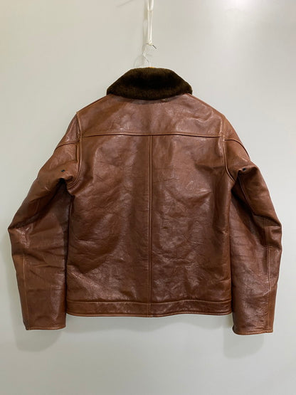 【中古品】【メンズ】 BUZZ RICKSON'S バズリクソンズ × WILLIAM GIBSON ウィリアム・ギブソン 63812 N-1 LEATHER JACKET レザージャケット メンズ アウター デッキジャケット ミリタリー 145-260901-em-33-min サイズ：36 カラー：ブラウン 万代Net店