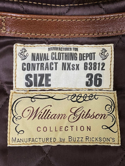 【中古品】【メンズ】 BUZZ RICKSON'S バズリクソンズ × WILLIAM GIBSON ウィリアム・ギブソン 63812 N-1 LEATHER JACKET レザージャケット メンズ アウター デッキジャケット ミリタリー 145-260901-em-33-min サイズ：36 カラー：ブラウン 万代Net店