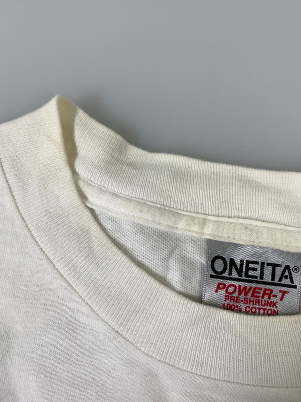 【現状渡し品】【メンズ】 ONIEITA オニータ 90's CHRISTIANITY DEVIL PRINT S/S TEE 90年代 プリント ショートスリーブTシャツ 半袖Tシャツ トップス 146-260831-yn-18-min サイズ：XL（46-48） カラー：ホワイト 万代Net店