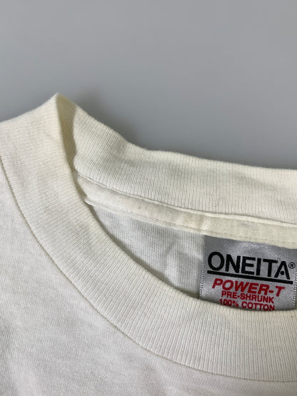 【現状渡し品】【メンズ】 ONIEITA オニータ 90's CHRISTIANITY DEVIL PRINT S/S TEE 90年代 プリント ショートスリーブTシャツ 半袖Tシャツ トップス 146-260831-yn-18-min サイズ：XL（46-48） カラー：ホワイト 万代Net店