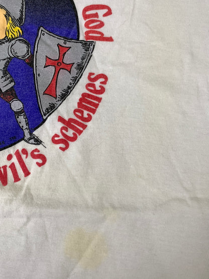 【現状渡し品】【メンズ】 ONIEITA オニータ 90's CHRISTIANITY DEVIL PRINT S/S TEE 90年代 プリント ショートスリーブTシャツ 半袖Tシャツ トップス 146-260831-yn-18-min サイズ：XL（46-48） カラー：ホワイト 万代Net店