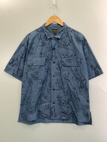【中古品】【メンズ】 NIGEL CABOURN ナイジェルケーボン OPEN COLLAR SHIRT オープンカラーシャツ 8052-00-11205 半袖 シャツ ショートスリーブ 145-260903-hu-22-min サイズ：50 カラー：ブルー系 万代Net店