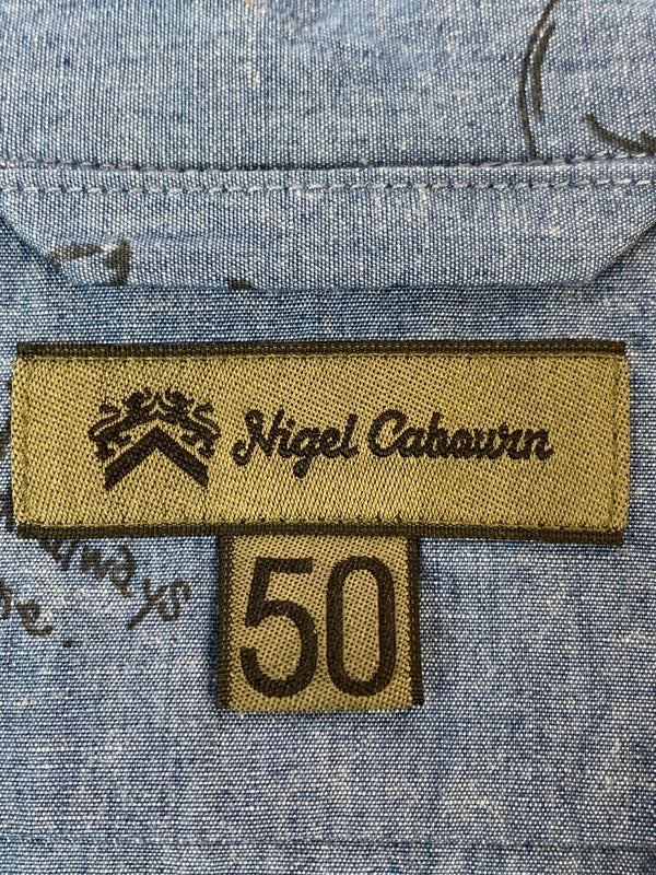 【中古品】【メンズ】 NIGEL CABOURN ナイジェルケーボン OPEN COLLAR SHIRT オープンカラーシャツ 8052-00-11205 半袖 シャツ ショートスリーブ 145-260903-hu-22-min サイズ：50 カラー：ブルー系 万代Net店