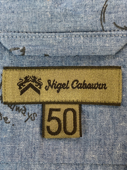 【中古品】【メンズ】 NIGEL CABOURN ナイジェルケーボン OPEN COLLAR SHIRT オープンカラーシャツ 8052-00-11205 半袖 シャツ ショートスリーブ 145-260903-hu-22-min サイズ：50 カラー：ブルー系 万代Net店