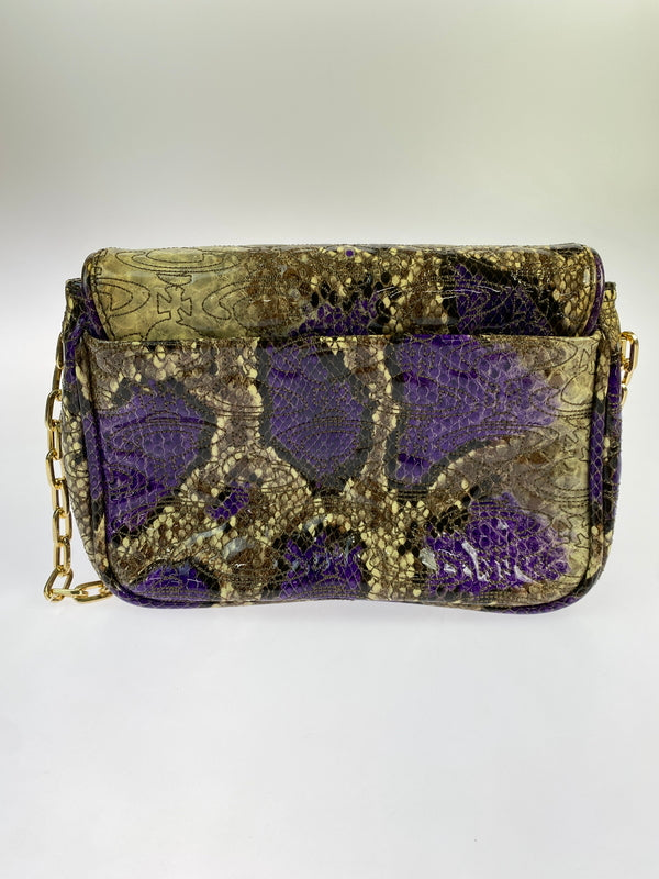 【中古品】【レディース】 VIVIENNE WESTWOOD ヴィヴィアンウエストウッド SHOULDER BAG チェーン ショルダーバッグ カバン 188-260907-yn-09-min カラー：パープル/ベージュ/ブラウン 万代Net店