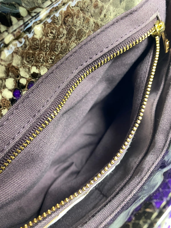 【中古品】【レディース】 VIVIENNE WESTWOOD ヴィヴィアンウエストウッド SHOULDER BAG チェーン ショルダーバッグ カバン 188-260907-yn-09-min カラー：パープル/ベージュ/ブラウン 万代Net店