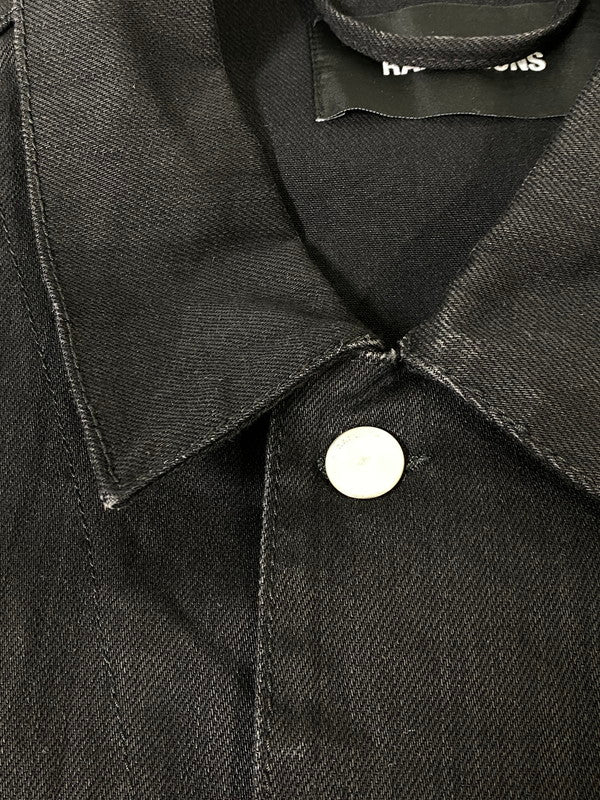 【中古品】【メンズ】 RAF SIMONS ラフシモンズ JOY DIVISION OVERSIZE DENIM JACKET 181-723 18SS ジョイ ディヴィジョン オーバーサイズ デニム ジャケット Gジャン パンクバンド 141-260901-em-32-min サイズ：S カラー：ブラック 万代Net店