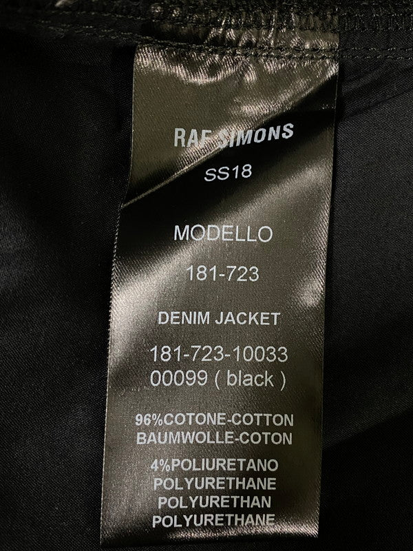 【中古品】【メンズ】 RAF SIMONS ラフシモンズ JOY DIVISION OVERSIZE DENIM JACKET 181-723 18SS ジョイ ディヴィジョン オーバーサイズ デニム ジャケット Gジャン パンクバンド 141-260901-em-32-min サイズ：S カラー：ブラック 万代Net店