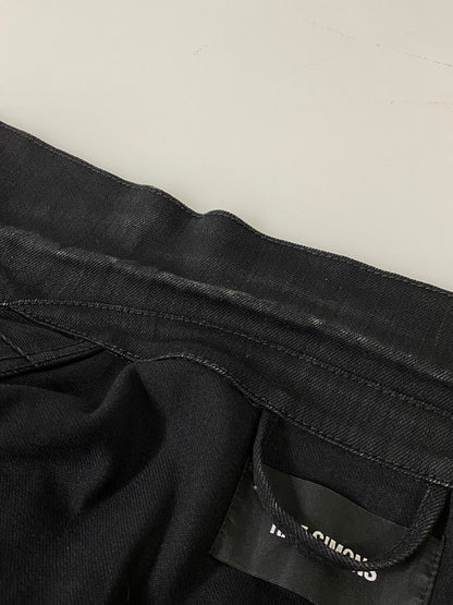 【中古品】【メンズ】 RAF SIMONS ラフシモンズ JOY DIVISION OVERSIZE DENIM JACKET 181-723 18SS ジョイ ディヴィジョン オーバーサイズ デニム ジャケット Gジャン パンクバンド 141-260901-em-32-min サイズ：S カラー：ブラック 万代Net店