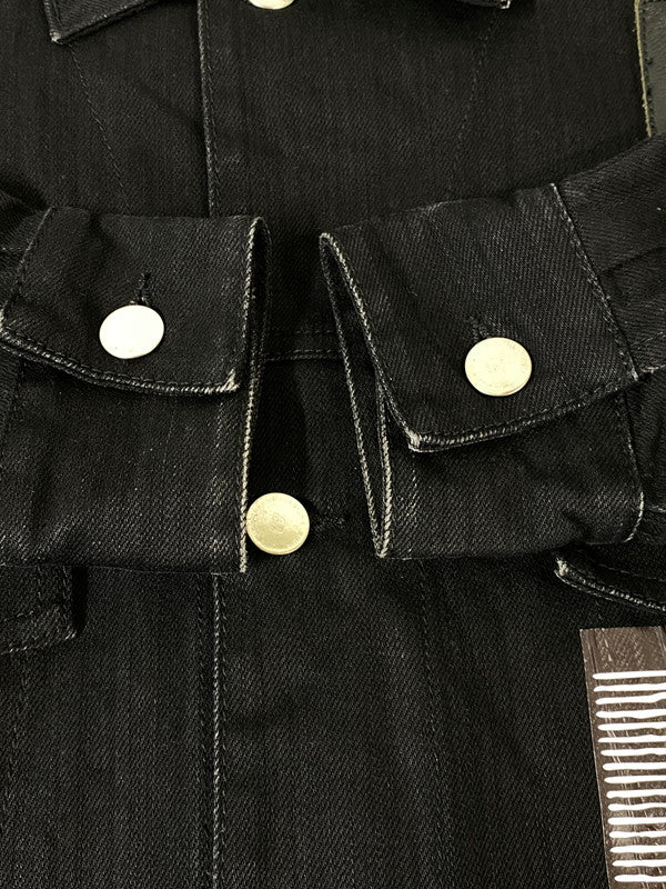 【中古品】【メンズ】 RAF SIMONS ラフシモンズ JOY DIVISION OVERSIZE DENIM JACKET 181-723 18SS ジョイ ディヴィジョン オーバーサイズ デニム ジャケット Gジャン パンクバンド 141-260901-em-32-min サイズ：S カラー：ブラック 万代Net店