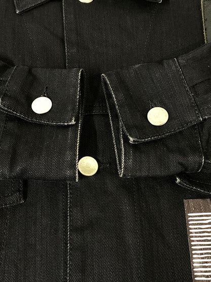 【中古品】【メンズ】 RAF SIMONS ラフシモンズ JOY DIVISION OVERSIZE DENIM JACKET 181-723 18SS ジョイ ディヴィジョン オーバーサイズ デニム ジャケット Gジャン パンクバンド 141-260901-em-32-min サイズ：S カラー：ブラック 万代Net店