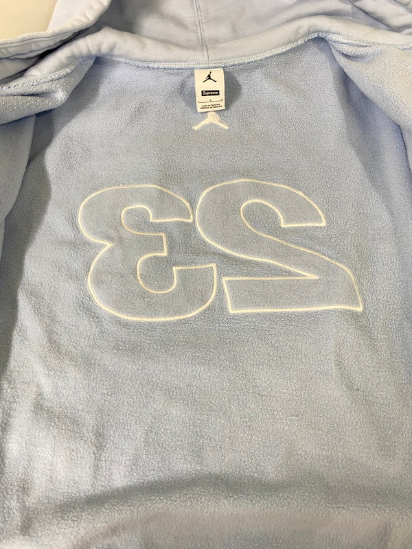 【中古品】【メンズ】 SUPREME シュプリーム × JORDAN ジョーダン HOODED SWEATSHIRT フーデッド スウェットシャツ メンズ ジップアップ フーディー 149-260901-em-35-min サイズ：L カラー：LIGHT BLUE 万代Net店