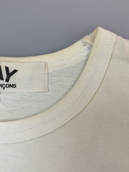 【現状渡し品】【メンズ】 PLAY COMME DES GARCONS プレイコムデギャルソン BLACK HEART LOGO S/S TEE ブラック ハート ロゴ ショートスリーブ 半袖 Tシャツ メンズ トップス 140-260904-em-62-min サイズ：S カラー：ホワイト 万代Net店