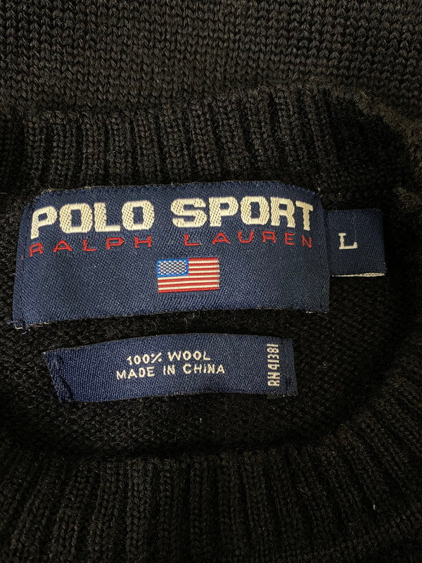 【現状渡し品】【メンズ】 POLO SPORT ポロスポーツ LOGO KNIT ロゴ ニット メンズ トップス セーター 146-260901-em-47-min サイズ：Ｌ カラー：ブラック 万代Net店