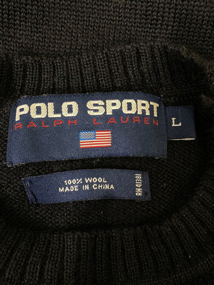 【現状渡し品】【メンズ】 POLO SPORT ポロスポーツ LOGO KNIT ロゴ ニット メンズ トップス セーター 146-260901-em-47-min サイズ：Ｌ カラー：ブラック 万代Net店