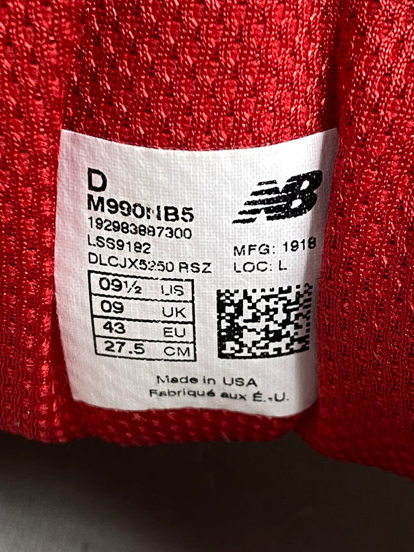 【中古品】【メンズ】 NEW BALANCE ニューバランス M990NB5 990V5 ローカット スニーカー 靴 162-260902-jt-22-min サイズ：US 9 1/2 27.5cm カラー： GREY/ROYAL RED 万代Net店
