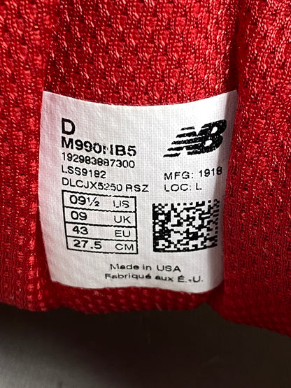 【中古品】【メンズ】 NEW BALANCE ニューバランス M990NB5 990V5 ローカット スニーカー 靴 162-260902-jt-22-min サイズ：US 9 1/2 27.5cm カラー： GREY/ROYAL RED 万代Net店