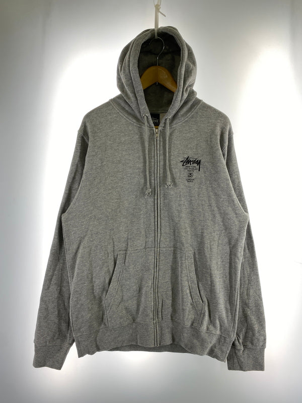 【中古品】【メンズ】 STUSSY ステューシー WORLD TOUR PRINT HOODIE ワールド ツアー プリント フーディー メンズ スウェット パーカー 142-260904-em-38-min サイズ：XL カラー：グレー 万代Net店