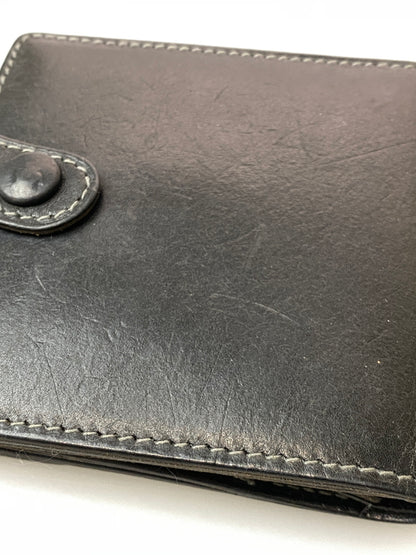 【中古品】【メンズ】 PORTER ポーター LEATHER WALLET 二つ折り レザーウォレット 財布 201-260905-yn-03-min カラー：ブラック 万代Net店