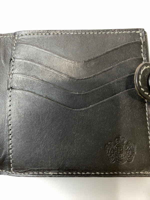 【中古品】【メンズ】 PORTER ポーター LEATHER WALLET 二つ折り レザーウォレット 財布 201-260905-yn-03-min カラー：ブラック 万代Net店