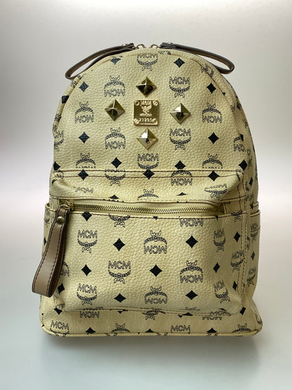 【中古品】【レディース】 MCM エムシーエム BACKPACK バッグパック ヴィセトス スタッズ レザー リュック カバン 180-260909-yn-19-min カラー：ベージュ 万代Net店